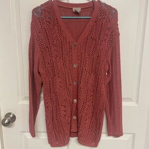 Sigrid Olsen Sport Pink Rose Button up Cardigan